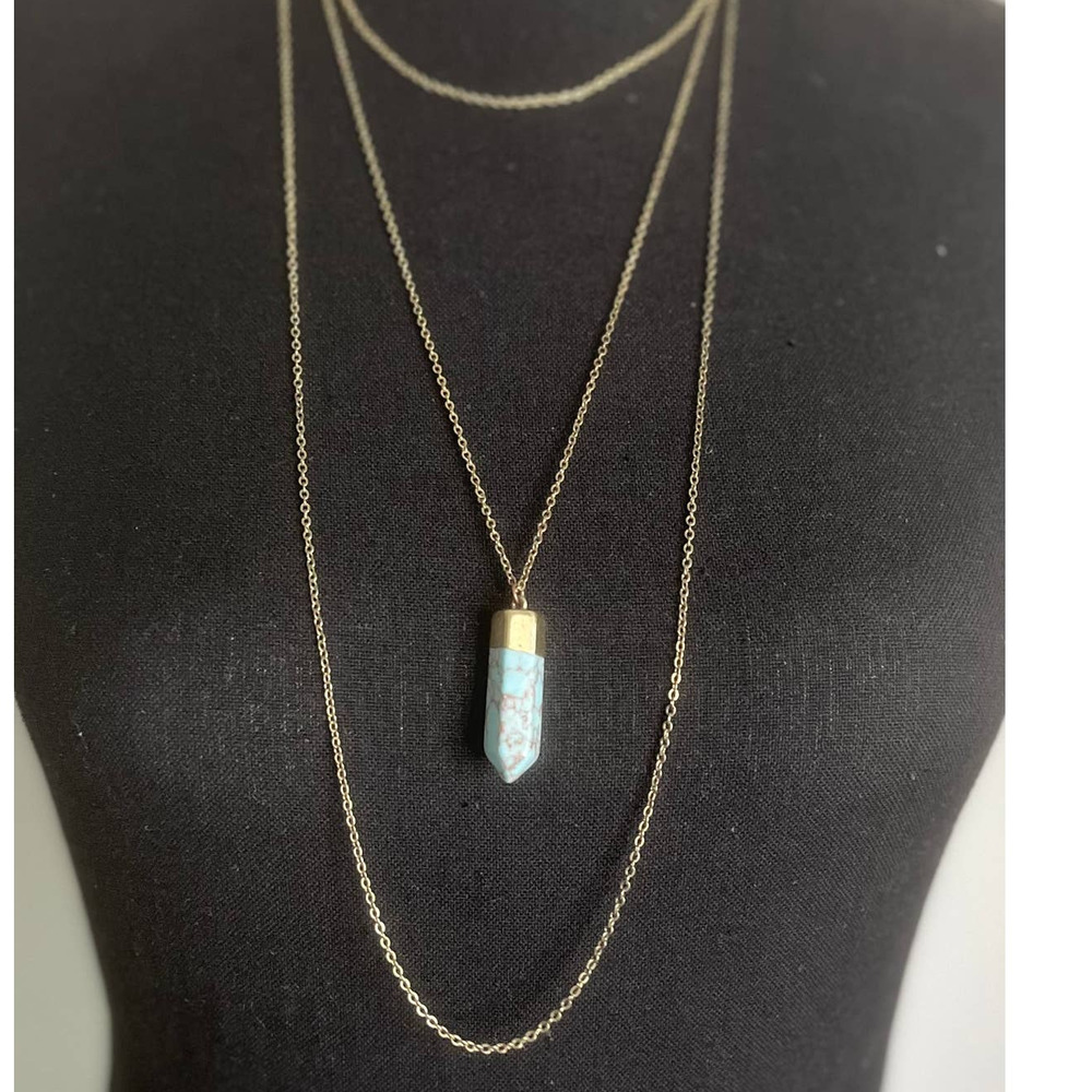 Turquoise Crystal Layered Necklace